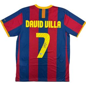 imageAutographedSigned David Villa FC Barcelona Blue Soccer Jersey Beckett BAS COA