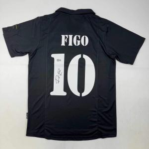imageAutographedSigned Luis Figo Real Madrid Black Soccer Jersey Beckett BAS COA
