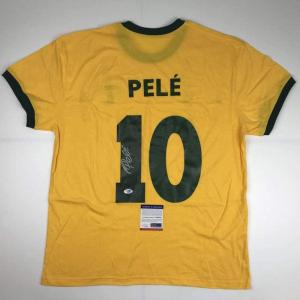 imageAutographedSigned Pele Brazil Yellow Soccer Futbol Jersey PSADNA COA Auto 2
