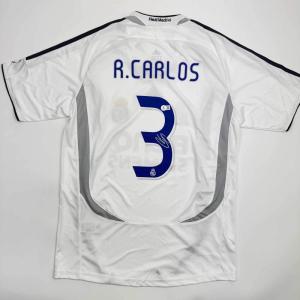 imageAutographedSigned Roberto Carlos Real Madrid White Soccer Jersey Beckett BAS COA