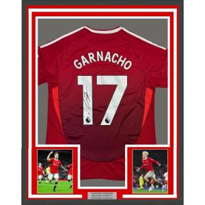 imageFramed AutographedSigned Alejandro Garnacho 35x39 Manchester United Red Soccer Jersey Beckett BAS COA 3