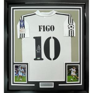 imageFramed AutographedSigned Luis Figo 35x39 Real Madrid White Soccer Jersey Beckett BAS COA