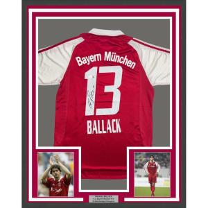 imageFramed AutographedSigned Michael Ballack FC Bayern Munich 35x39 Red Soccer Futbol Jersey Beckett BAS COA