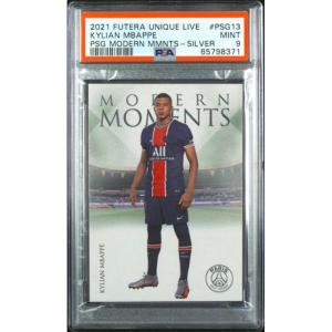 imageGraded 2021 Futera Unique Live PSG Modern Moments Kylian Mbappe PSG13 Silver Soccer Card 10 PSA 9 Mint
