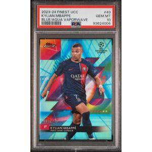 imageGraded 2023 Topps Finest UCC Kylian Mbappe 49 BlueAqua Vaporwave 250 Soccer Card PSA 10 Gem Mint