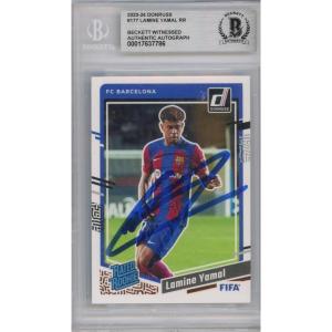 imageGraded 202324 Panini Donruss Lamine Yamal RR Rated Rookie Signed Rookie RC Soccer Card Beckett BAS BGS Auto Auth Authentic COA