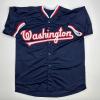 imageFacsimile Autographed James Wood Washington Blue Reprint Laser Auto Baseball Jersey Size Mens XL