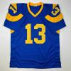 imageFacsimile Autographed Kurt Warner St Louis Royal Blue Retro Reprint Laser Auto Football Jersey Size Mens XL