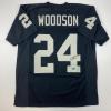 imageFacsimile Autographed Charles Woodson Oakland Las Vegas Black Reprint Laser Auto Football Jersey Size Mens XL