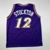 imageFacsimile Autographed John Stockton Utah Purple Reprint Laser Auto Basketball Jersey Size Mens XL