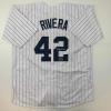 imageFacsimile Autographed Mariano Rivera New York Pinstripe Reprint Laser Auto Baseball Jersey Size Mens XL