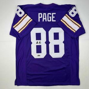 imageFacsimile Autographed Alan Page Minnesota Purple Reprint Laser Auto Football Jersey Size Mens XL