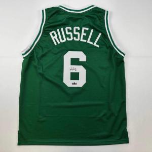 imageFacsimile Autographed Bill Russell Boston Green Reprint Laser Auto Basketball Jersey Size Mens XL