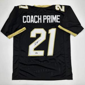 imageFacsimile Autographed Coach Prime Deion Sanders Colorado Black Reprint Laser Auto College Football Jersey Size Mens XL