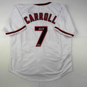 imageFacsimile Autographed Corbin Carroll Arizona White Reprint Laser Auto Baseball Jersey Size Mens XL