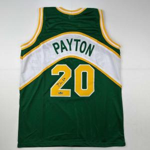 imageFacsimile Autographed Gary Payton Seattle Rookie Green Reprint Laser Auto Basketball Jersey Size Mens XL