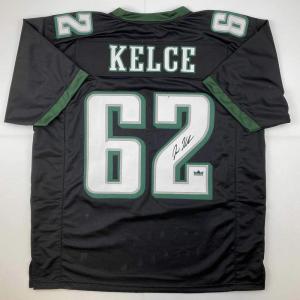 imageFacsimile Autographed Jason Kelce Philadelphia Black Reprint Laser Auto Football Jersey Size Mens XL
