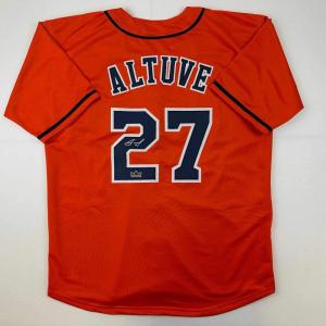 imageFacsimile Autographed Jose Altuve Houston Orange Reprint Laser Auto Baseball Jersey Size Mens XL
