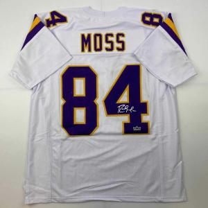 imageFacsimile Autographed Randy Moss Minnesota White Reprint Laser Auto Football Jersey Size Mens XL