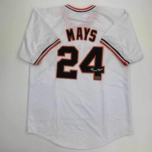 imageFacsimile Autographed Willie Mays San Francisco White Reprint Laser Auto Baseball Jersey Size Mens XL
