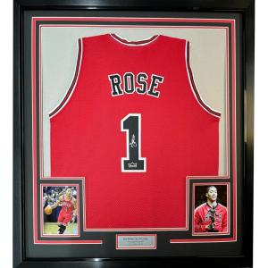 imageFramed Facsimile Autographed Derrick Rose 35x39 Chicago Red Reprint Laser Auto Basketball Jersey
