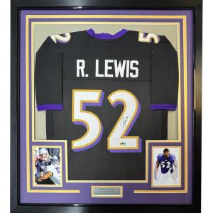 imageFramed Facsimile Autographed Ray Lewis 35x39 Baltimore Black Reprint Laser Auto Football Jersey