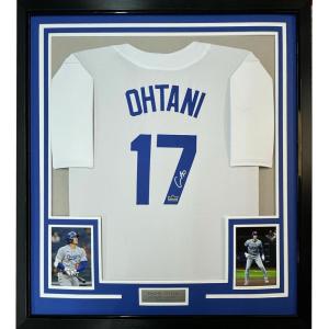 imageFramed Facsimile Autographed Shohei Ohtani 35x39 Los Angeles LA White Reprint Laser Auto Baseball Jersey
