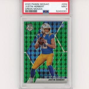 imageGraded 2020 Panini Mosaic Justin Herbert 204 Green Rookie RC Football Card PSA 9 Mint