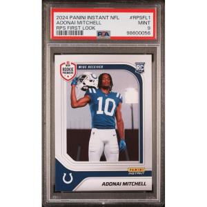 imageGraded 2024 Panini Instant NFL Adonai Mitchell RPSFL1 RPS First Look Rookie RC Football Card PSA 9 Mint