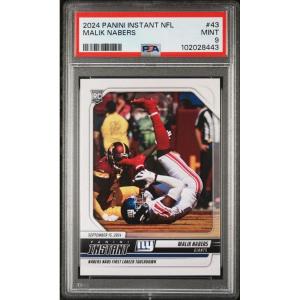 imageGraded 2024 Panini Instant NFL Malik Nabers 43 Rookie RC Football Card PSA 9 Mint