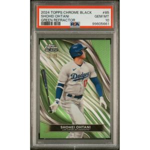 imageGraded 2024 Topps Chrome Black Shohei Ohtani 8599 Green Refractor Baseball Card PSA 10 Gem Mint