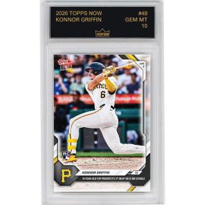 imageGraded 2026 Topps Now Konnor Griffin 49 19 Year Old Top Prospects 1st MLB AB is RBI Double Pittsburgh Pirates Rookie RC Baseball Card HOFSM 10 Gem Mint