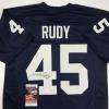 imageAutographedSigned Rudy Ruettiger Notre Dame Blue Rudy College Football Jersey JSA COA