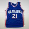 imageFacsimile Autographed Joel Embiid Philadelphia Blue Reprint Laser Auto Basketball Jersey Size Mens XL