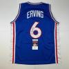 imageAutographedSigned Julius Erving Dr J Philadelphia Blue Basketball Jersey JSA COA
