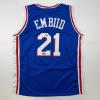 imageFacsimile Autographed Joel Embiid Philadelphia Blue Reprint Laser Auto Basketball Jersey Size Mens XL