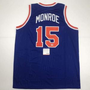 imageAutographedSigned Earl Monroe New York Blue Basketball Jersey PSADNA COA