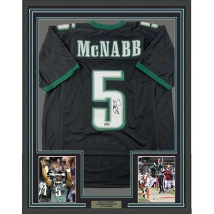 imageFramed Facsimile Autographed Donovan McNabb 35x39 Philadelphia Black Reprint Laser Auto Football Jersey