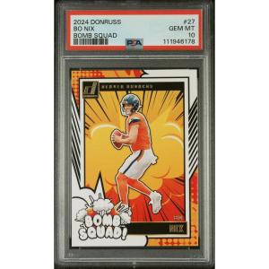 imageGraded 2024 Panini Donruss Bo Nix 27 Bomb Squad Rookie RC Football Card PSA 10 Gem Mint
