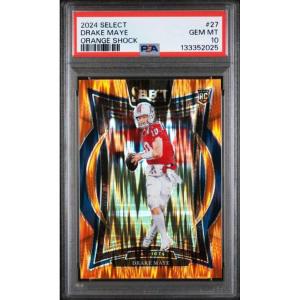 imageGraded 2024 Panini Select Drake Maye 27499 Orange Shock Rookie RC Football Card PSA 10 Gem Mint