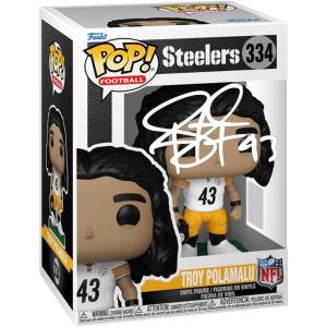 imageTroy Polamalu 334 Facsimile Signed Reprint Laser Autographed Funko POP Football Pittsburgh Steelers Figurine with Protector Case