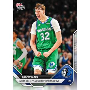image2025 Topps Now Cooper Flagg 150 Career High 49 Points Are Most By Teenager All Time Dallas Mavericks Rookie RC Basketball Card
