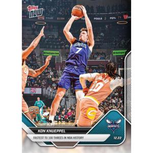 image2025 Topps Now Kon Knueppel 97 Fastest to 100 Threes in NBA History Charlotte Hornets Rookie RC Basketball Card