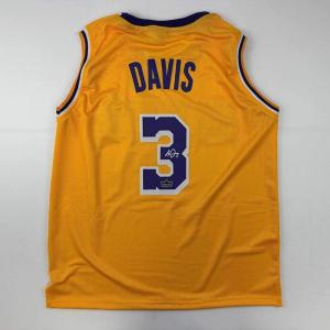 imageFacsimile Autographed Anthony Davis Los Angeles LA Yellow Reprint Laser Auto Basketball Jersey Size Mens XL