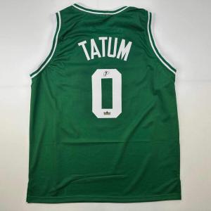 imageFacsimile Autographed Jayson Tatum Boston Green Reprint Laser Auto Basketball Jersey Size Mens XL
