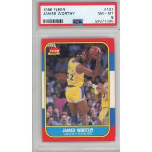 imageGraded 1986 Fleer James Worthy 131 Rookie RC Basketball Card PSA 8 NMMT