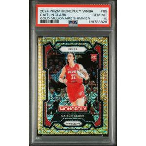 imageGraded 2024 Panini Prizm Monopoly WNBA Caitlin Clark 65500 Gold Millionaire Shimmer Rookie RC Basketball Card PSA 10 Gem Mint