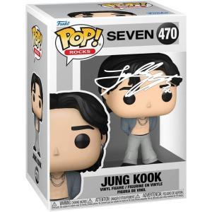 imageBTS Solo Jung Kook 470 Seven Facsimile Signed Reprint Laser Autographed Funko POP Rocks Figurine with Protector Case