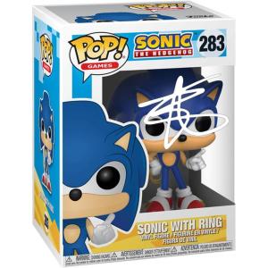 imageBen Schwartz Sonic The Hedgehog 283 with Ring Facsimile Signed Reprint Laser Autographed Funko POP Games Figurine with Protector Case
