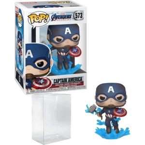 imageCaptain America 573 with Broken Shield amp Mjolnir Funko POP Marvel Avengers Endgame Figurine Bundle with HOFSM Protector Case